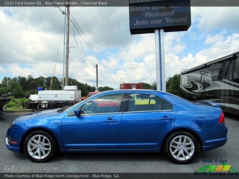 Blue Flame Metallic / Charcoal Black 2012 Ford Fusion SEL