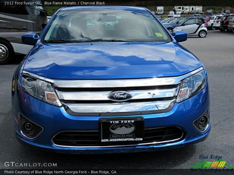 Blue Flame Metallic / Charcoal Black 2012 Ford Fusion SEL