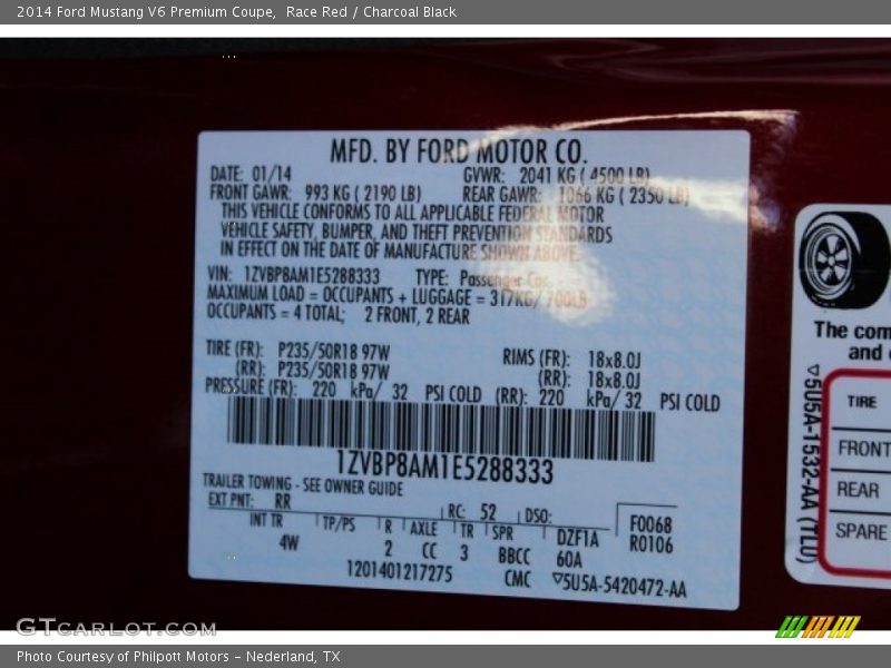 Race Red / Charcoal Black 2014 Ford Mustang V6 Premium Coupe