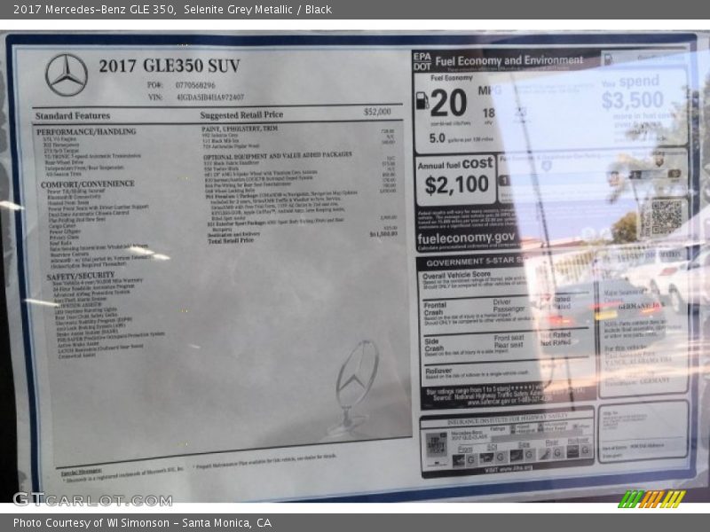 Selenite Grey Metallic / Black 2017 Mercedes-Benz GLE 350