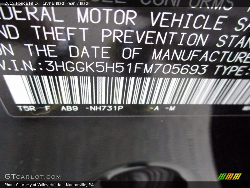 Crystal Black Pearl / Black 2015 Honda Fit LX