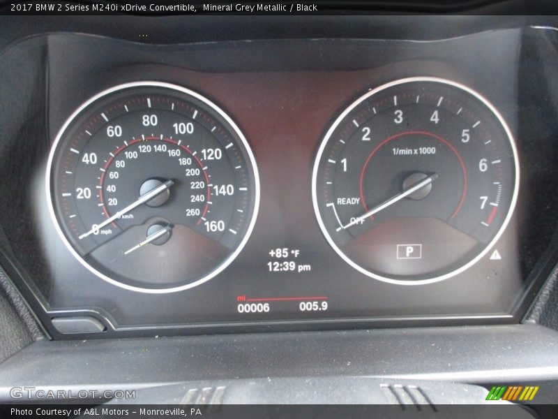 Mineral Grey Metallic / Black 2017 BMW 2 Series M240i xDrive Convertible