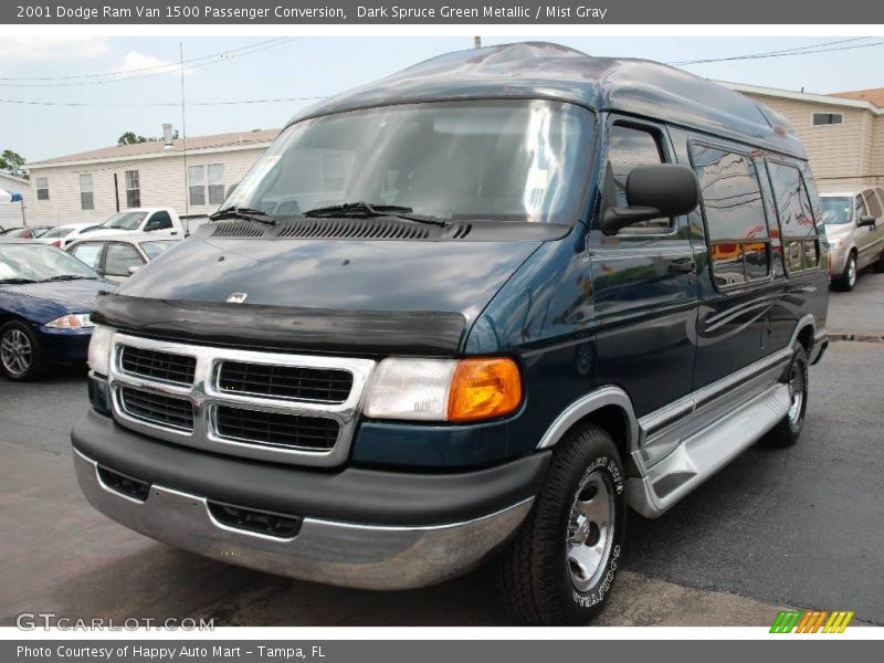 Dark Spruce Green Metallic / Mist Gray 2001 Dodge Ram Van 1500 Passenger Conversion