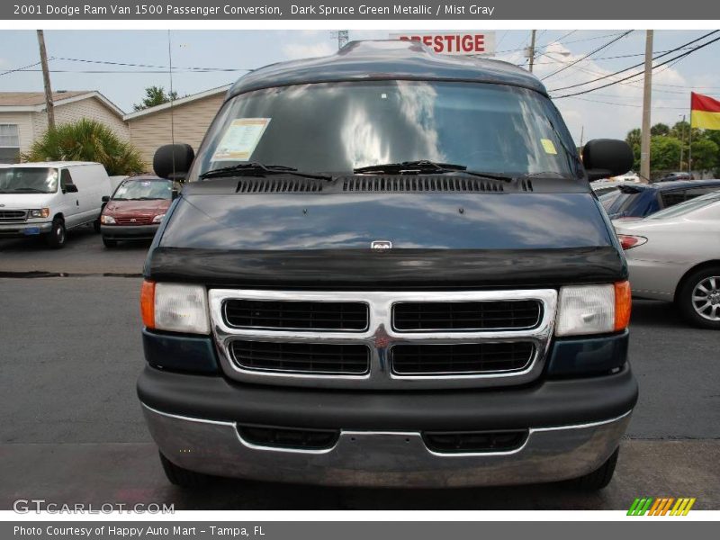 Dark Spruce Green Metallic / Mist Gray 2001 Dodge Ram Van 1500 Passenger Conversion