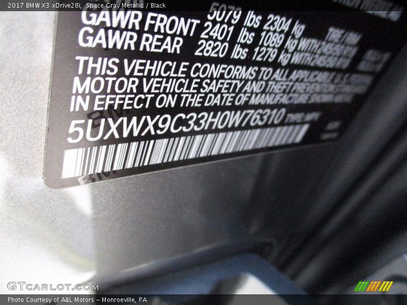 Space Gray Metallic / Black 2017 BMW X3 xDrive28i