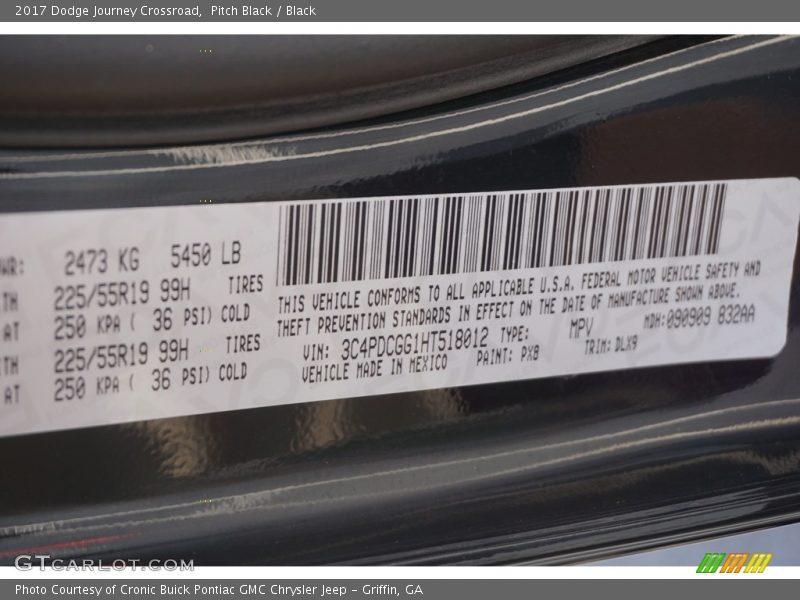 Pitch Black / Black 2017 Dodge Journey Crossroad