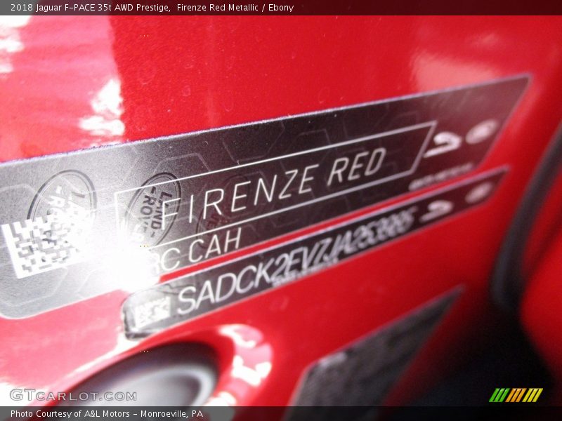 Firenze Red Metallic / Ebony 2018 Jaguar F-PACE 35t AWD Prestige