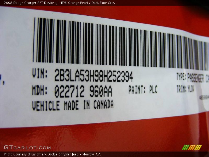 HEMI Orange Pearl / Dark Slate Gray 2008 Dodge Charger R/T Daytona
