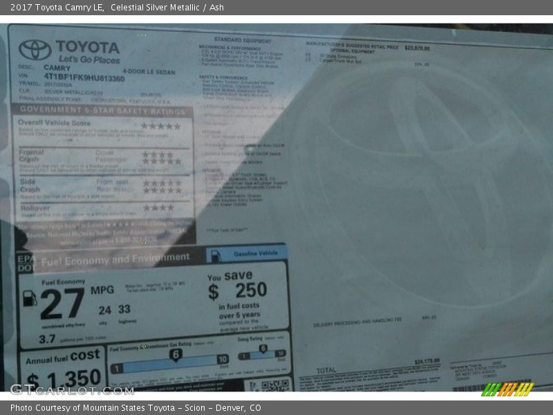 Celestial Silver Metallic / Ash 2017 Toyota Camry LE