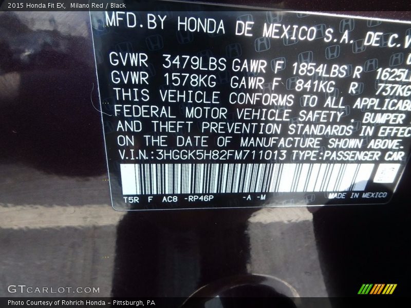 Milano Red / Black 2015 Honda Fit EX