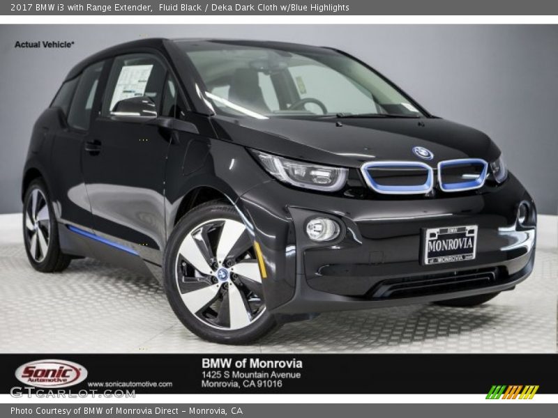 Fluid Black / Deka Dark Cloth w/Blue Highlights 2017 BMW i3 with Range Extender