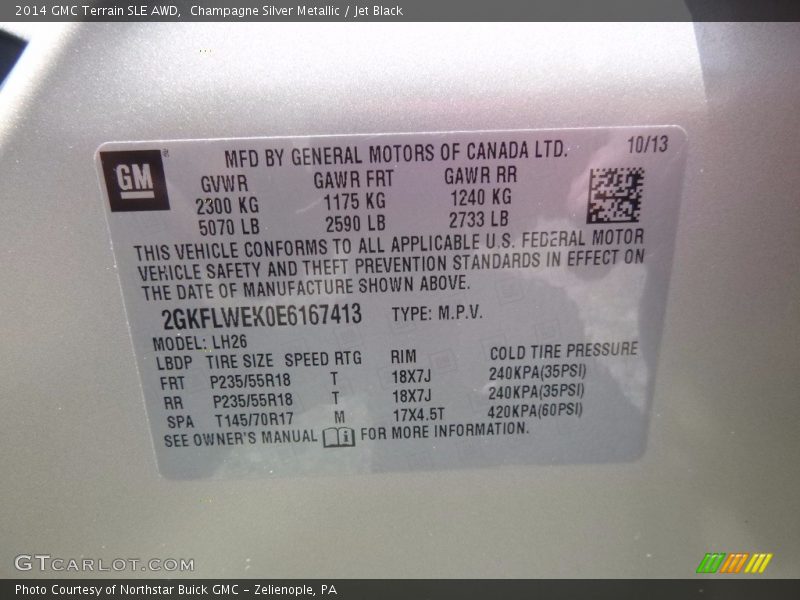 Champagne Silver Metallic / Jet Black 2014 GMC Terrain SLE AWD