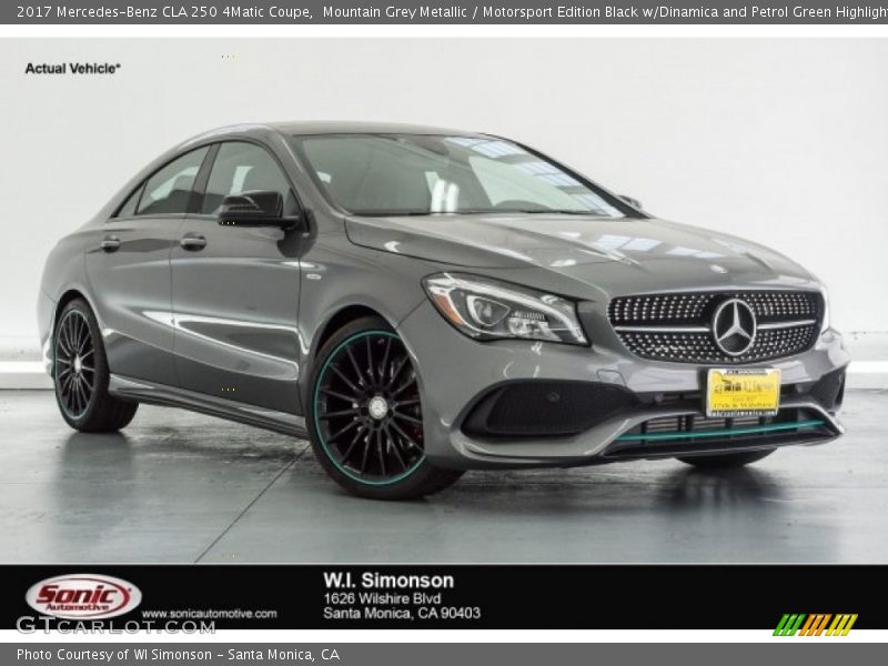 Mountain Grey Metallic / Motorsport Edition Black w/Dinamica and Petrol Green Highlights 2017 Mercedes-Benz CLA 250 4Matic Coupe