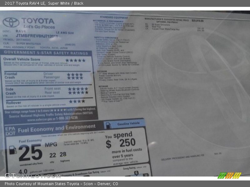Super White / Black 2017 Toyota RAV4 LE