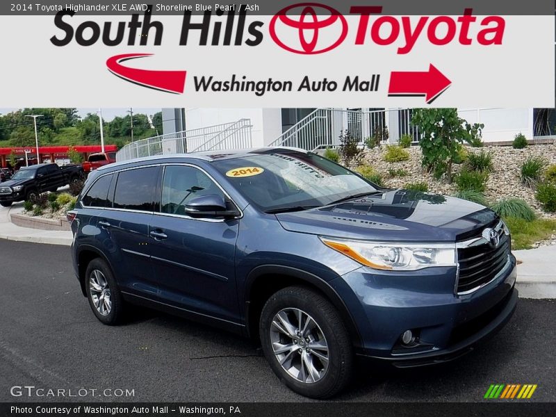 Shoreline Blue Pearl / Ash 2014 Toyota Highlander XLE AWD