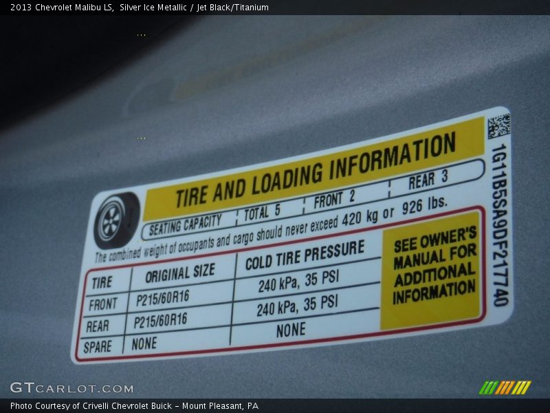 Silver Ice Metallic / Jet Black/Titanium 2013 Chevrolet Malibu LS
