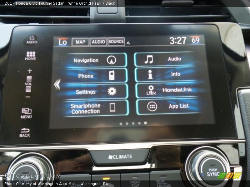 White Orchid Pearl / Black 2017 Honda Civic Touring Sedan