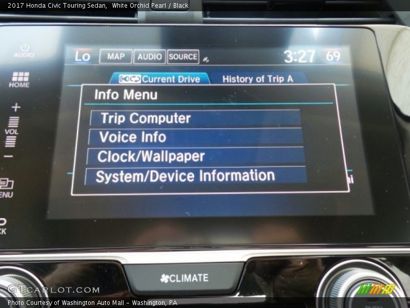 White Orchid Pearl / Black 2017 Honda Civic Touring Sedan