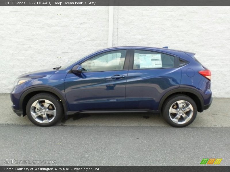 Deep Ocean Pearl / Gray 2017 Honda HR-V LX AWD