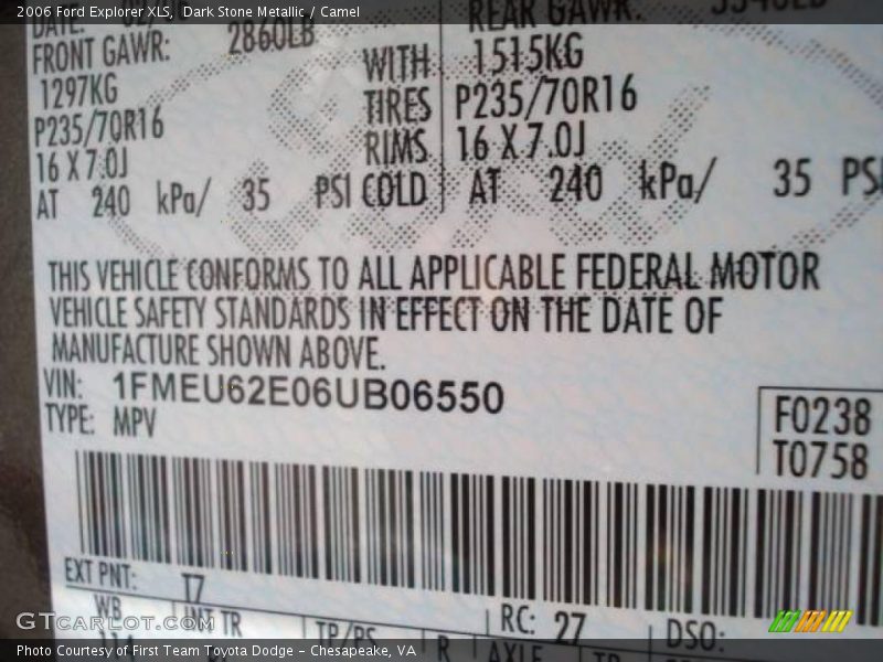 Dark Stone Metallic / Camel 2006 Ford Explorer XLS
