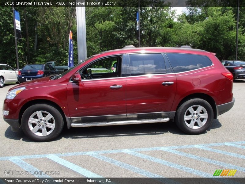 Red Jewel Tintcoat / Ebony 2010 Chevrolet Traverse LT AWD