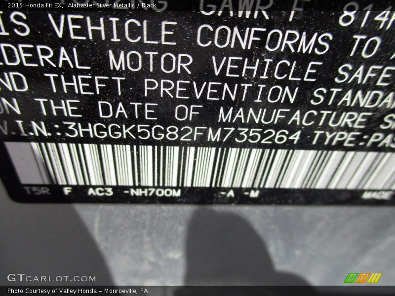 Alabaster Silver Metallic / Black 2015 Honda Fit EX