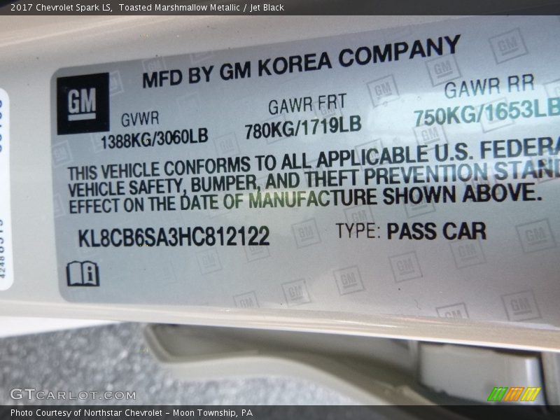 Toasted Marshmallow Metallic / Jet Black 2017 Chevrolet Spark LS