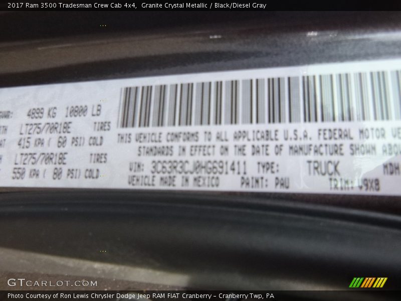 Granite Crystal Metallic / Black/Diesel Gray 2017 Ram 3500 Tradesman Crew Cab 4x4