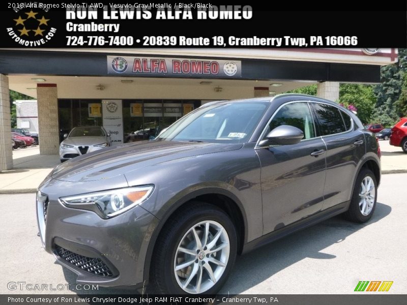 Vesuvio Gray Metallic / Black/Black 2018 Alfa Romeo Stelvio Ti AWD