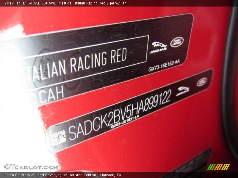 Italian Racing Red / Jet w/Tan 2017 Jaguar F-PACE 35t AWD Prestige
