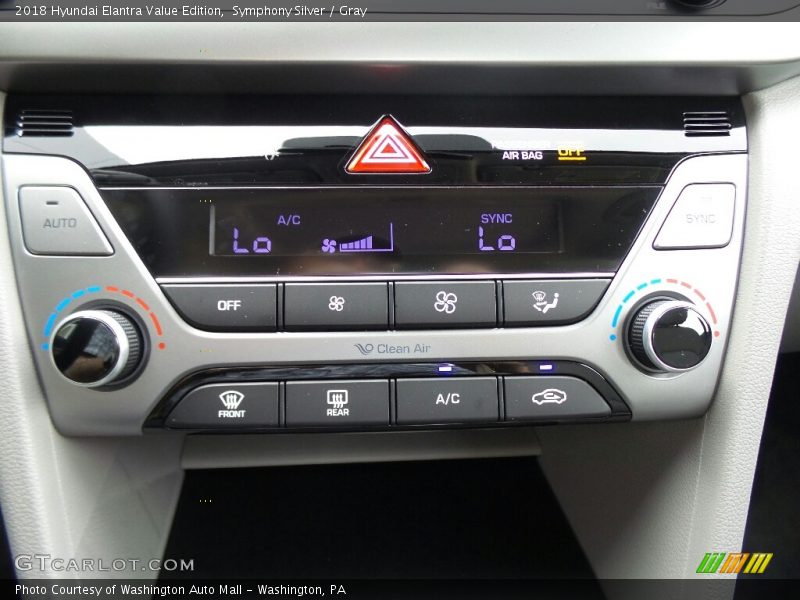 Controls of 2018 Elantra Value Edition