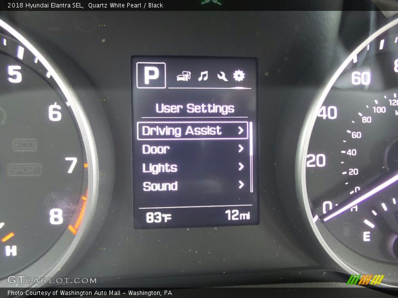 Quartz White Pearl / Black 2018 Hyundai Elantra SEL