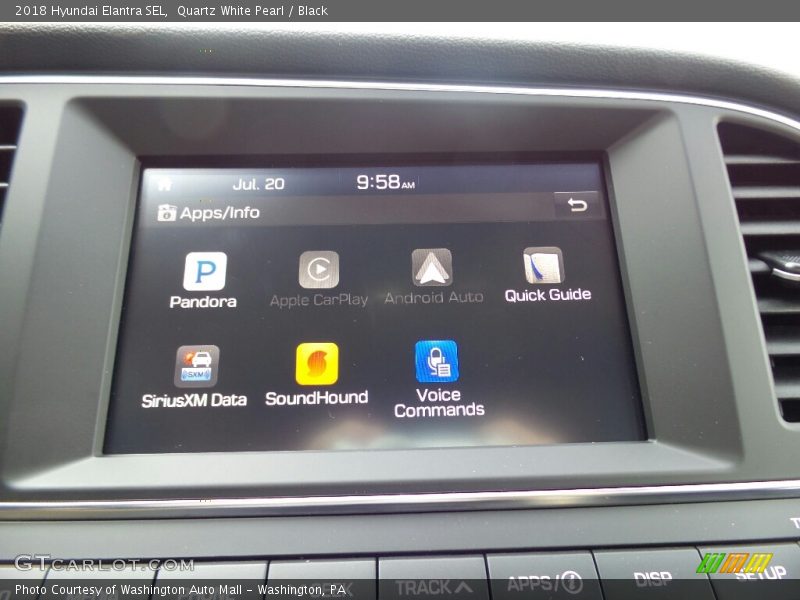 Quartz White Pearl / Black 2018 Hyundai Elantra SEL