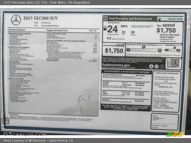 Polar White / Silk Beige/Black 2017 Mercedes-Benz GLC 300