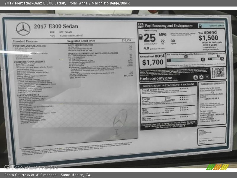 Polar White / Macchiato Beige/Black 2017 Mercedes-Benz E 300 Sedan