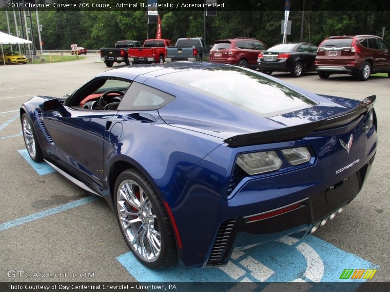 Admiral Blue Metallic / Adrenaline Red 2018 Chevrolet Corvette Z06 Coupe
