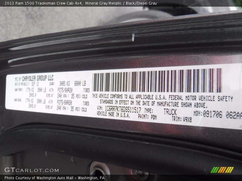 Mineral Gray Metallic / Black/Diesel Gray 2013 Ram 1500 Tradesman Crew Cab 4x4