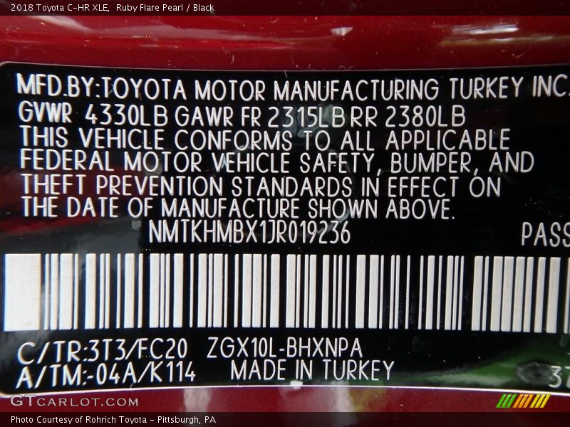 Ruby Flare Pearl / Black 2018 Toyota C-HR XLE