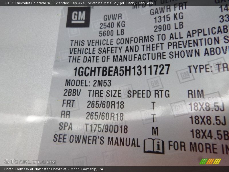 Silver Ice Metallic / Jet Black/­Dark Ash 2017 Chevrolet Colorado WT Extended Cab 4x4