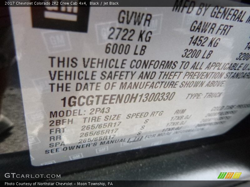 Black / Jet Black 2017 Chevrolet Colorado ZR2 Crew Cab 4x4