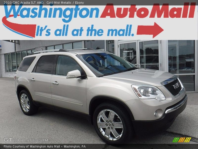 Gold Mist Metallic / Ebony 2010 GMC Acadia SLT AWD