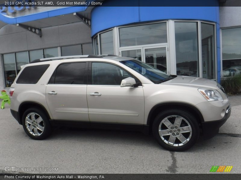 Gold Mist Metallic / Ebony 2010 GMC Acadia SLT AWD