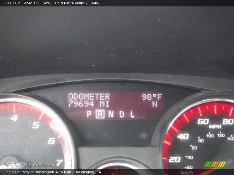 Gold Mist Metallic / Ebony 2010 GMC Acadia SLT AWD