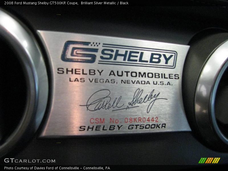 Brilliant Silver Metallic / Black 2008 Ford Mustang Shelby GT500KR Coupe