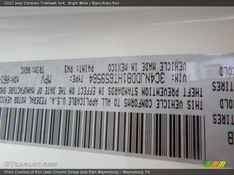 Bright White / Black/Ruby Red 2017 Jeep Compass Trailhawk 4x4