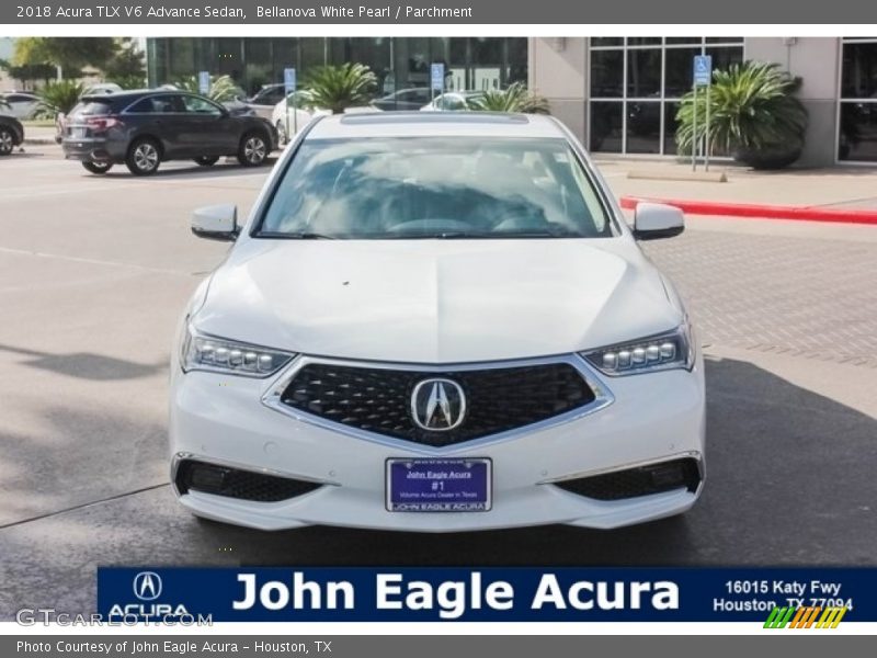 Bellanova White Pearl / Parchment 2018 Acura TLX V6 Advance Sedan