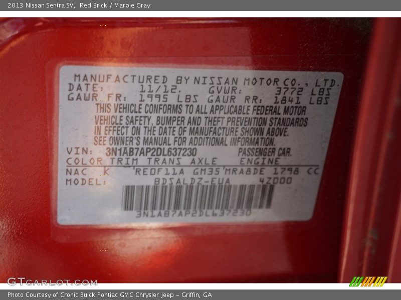 Red Brick / Marble Gray 2013 Nissan Sentra SV