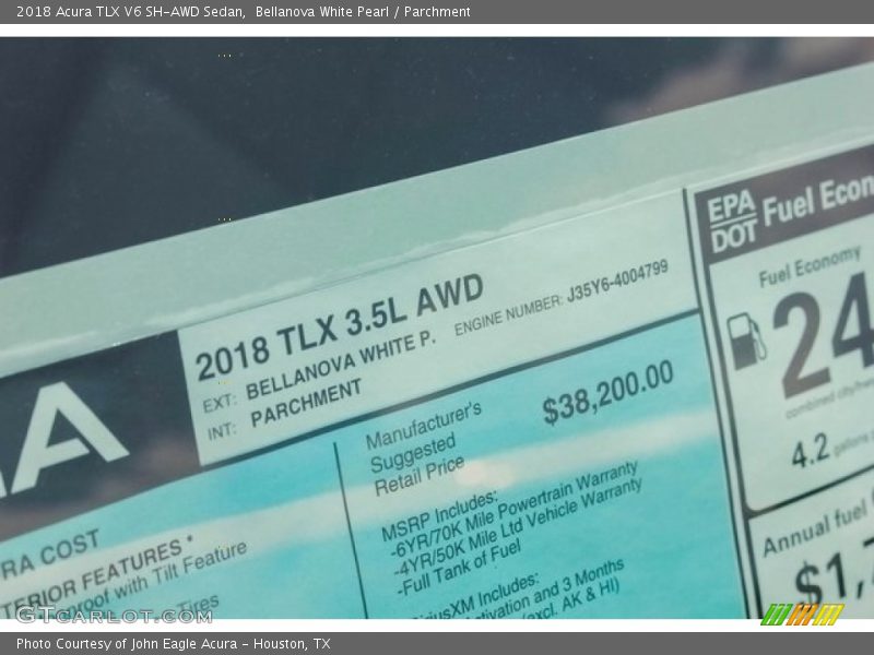  2018 TLX V6 SH-AWD Sedan Window Sticker