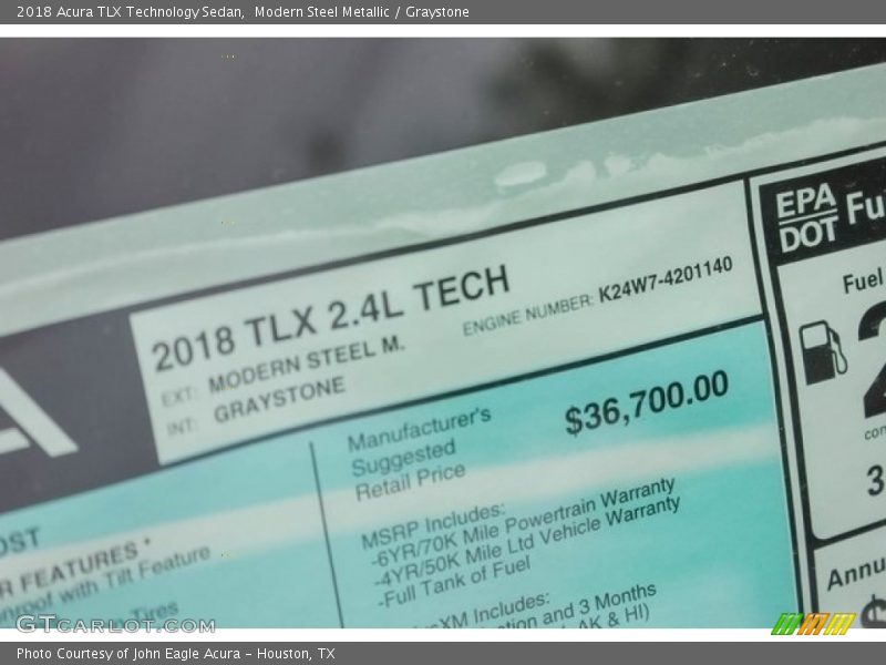 Modern Steel Metallic / Graystone 2018 Acura TLX Technology Sedan
