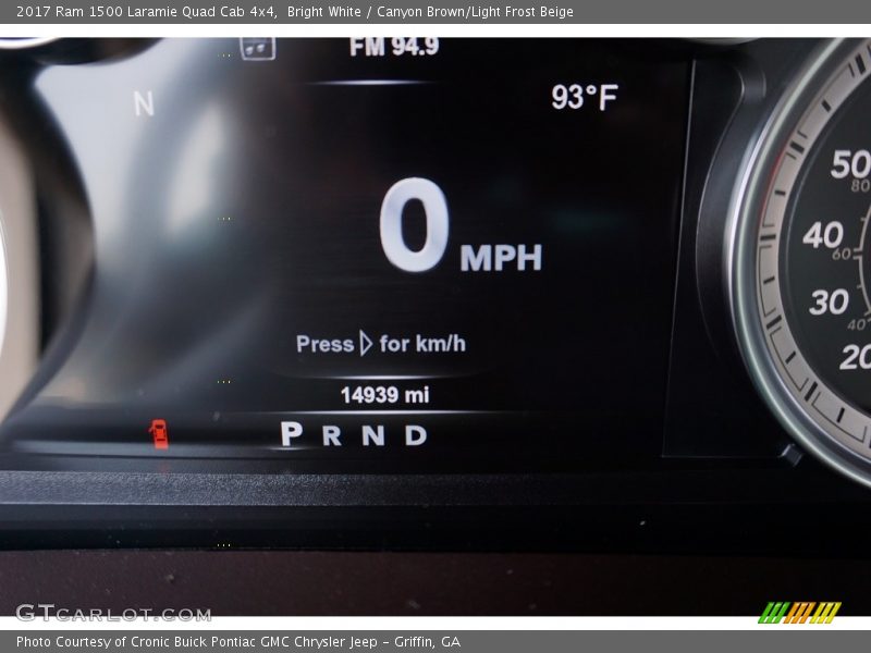 Bright White / Canyon Brown/Light Frost Beige 2017 Ram 1500 Laramie Quad Cab 4x4